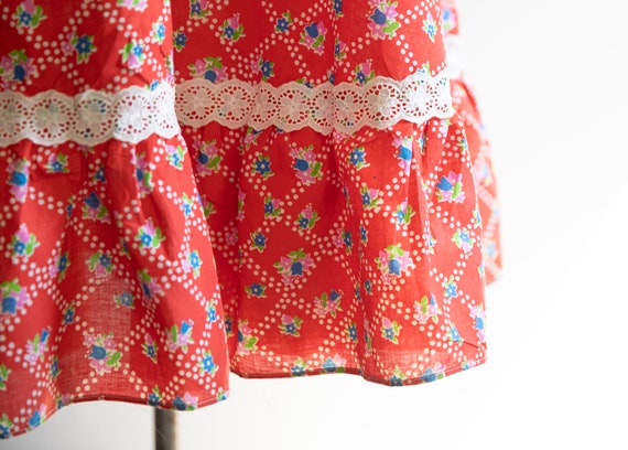 1970s Red Calico Vintage Gunne Sax style prairie dres… - Gem