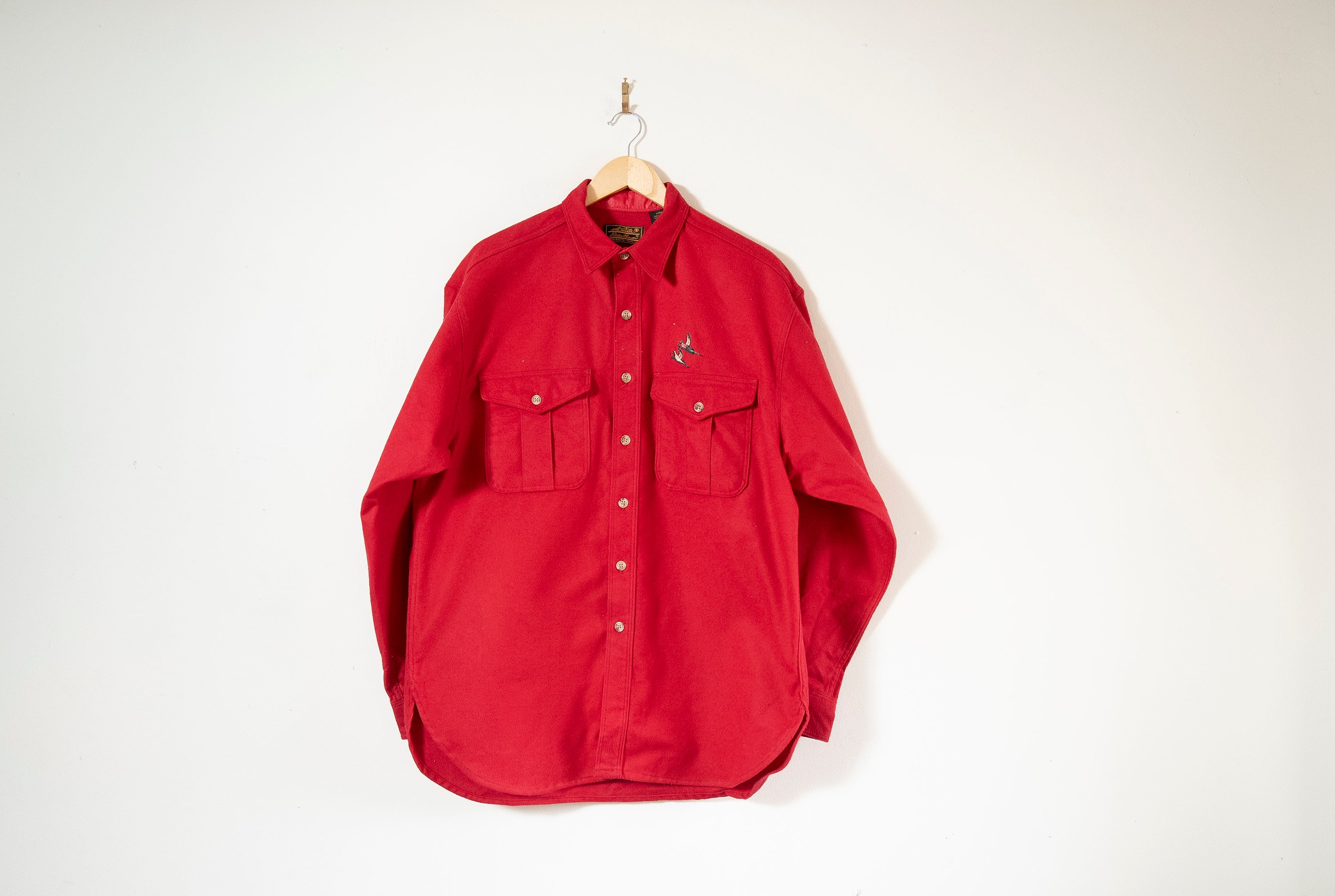 Vintage LL Bean Flannel Shirt: Red Chamois Cotton Oxford, Large
