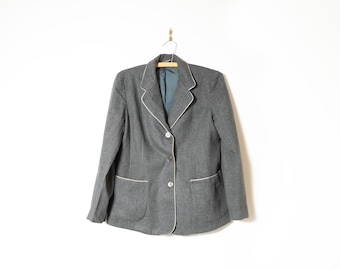 Vintage 1960s Gray Wool Blazer: Fully Lined Mod Jacket (M)