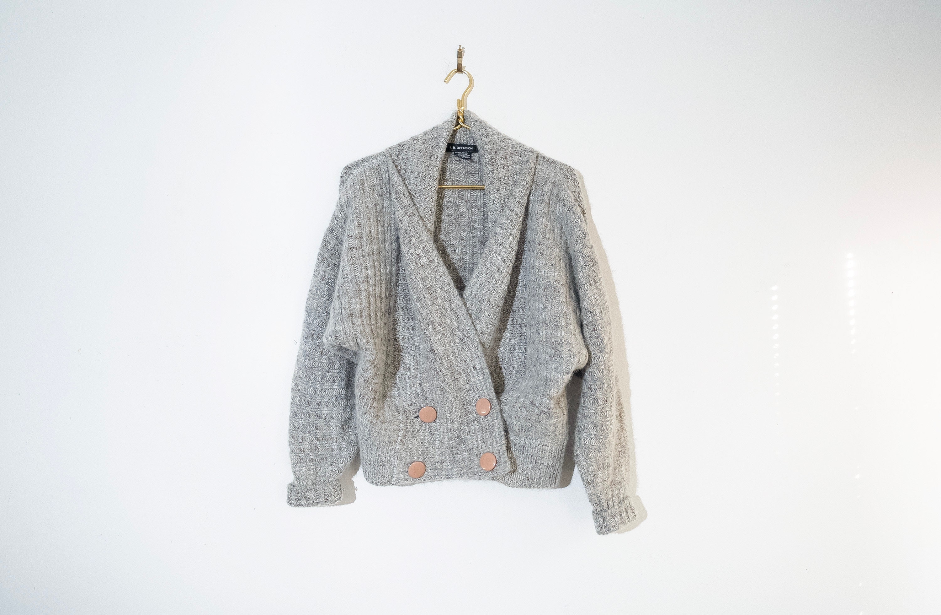 Vintage 80s Mohair Blend Cardigan Sweater - Batwing Sleeve - Etsy 
