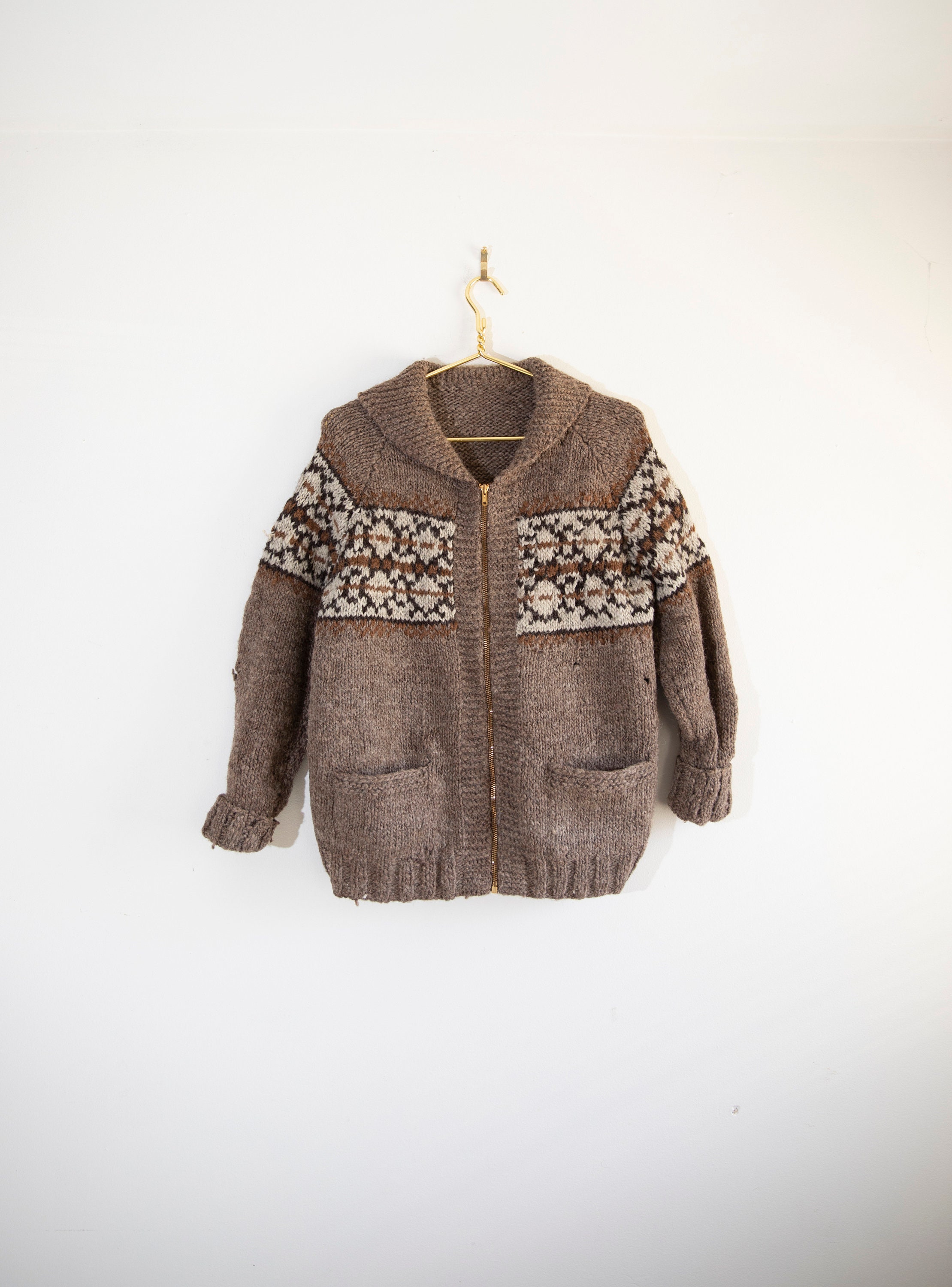 Authentic Cowichan Wool Knit Jacket Sweater L / Large Zipper - Etsy Canada