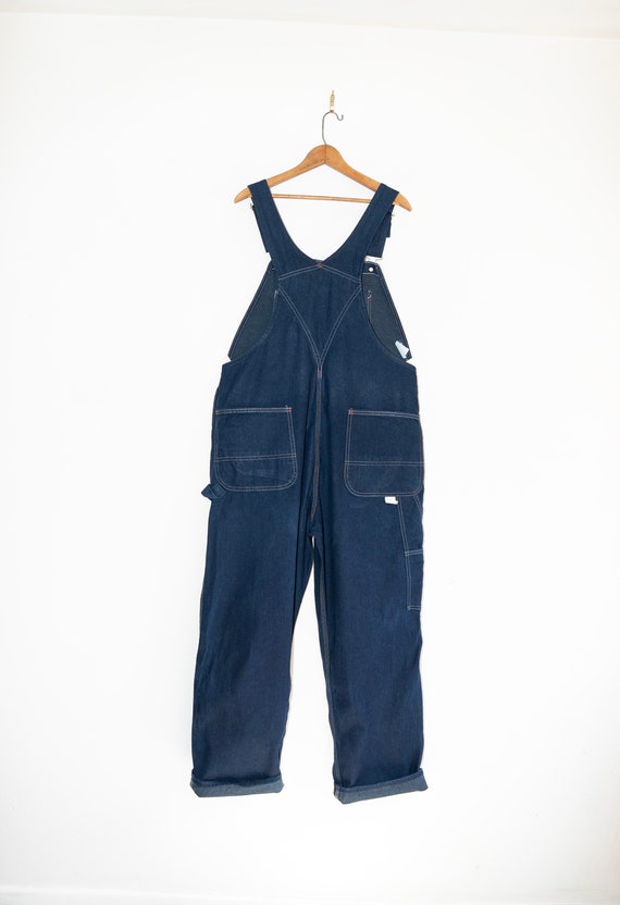 Indigo Cotton Big Yank Overall Bibs 38 W 29 L Distressed