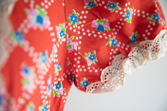 1970s Red Calico Vintage Gunne Sax style prairie dres… - Gem