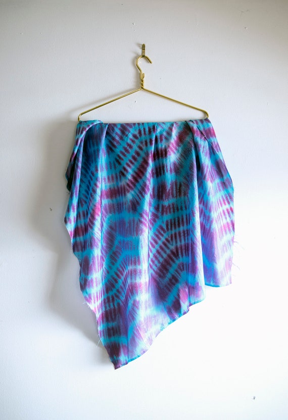 Vintage silk scarf rough edge shibori dyed / shib… - image 3