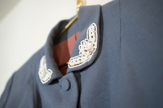 Vintage Wool Blazer: Beaded Collar, 1960s Mod Sty… - image 2