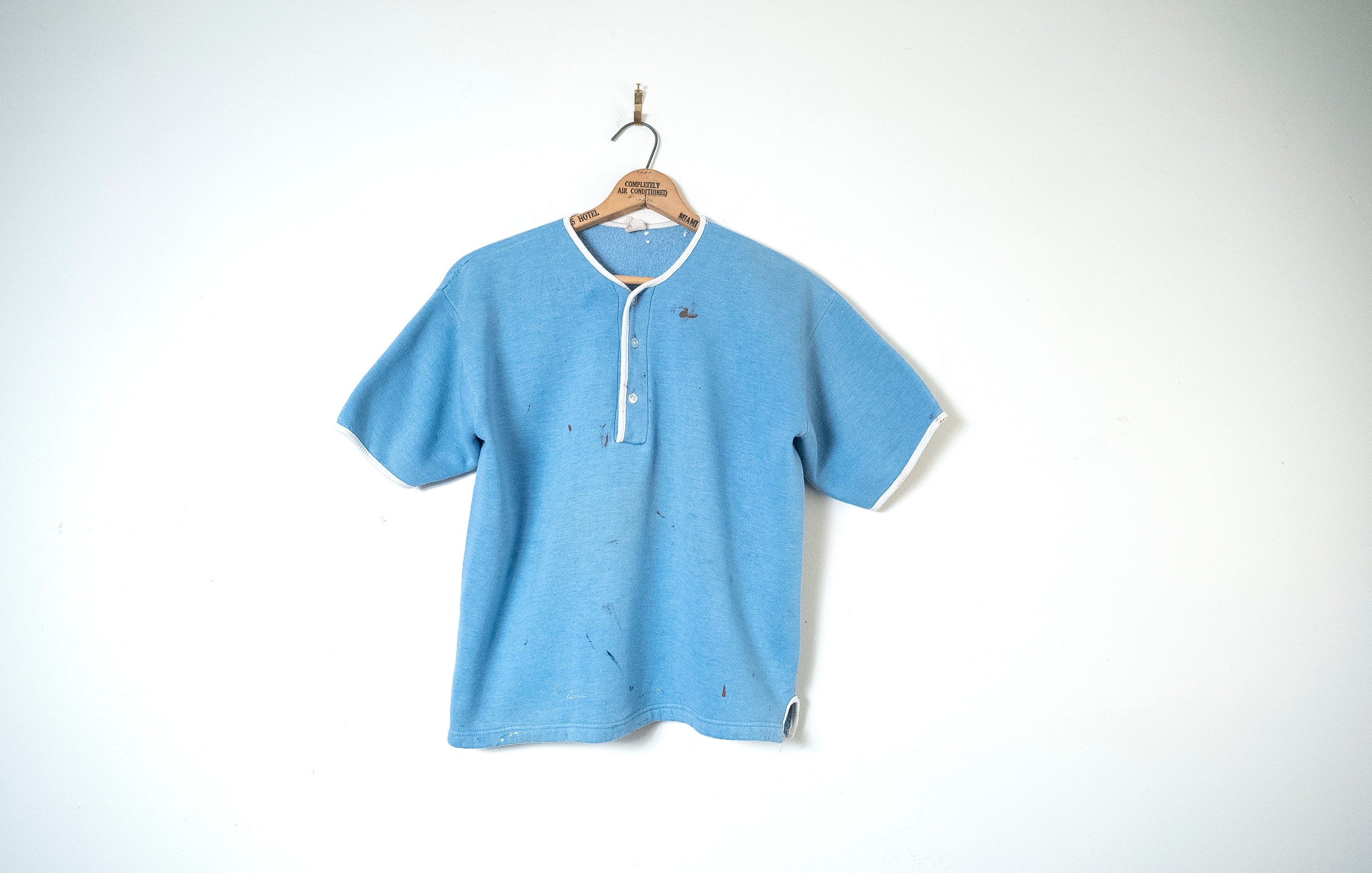 Vintage 60s Baby Blue Sweatshirt: Distressed Collegiate Sportswear 