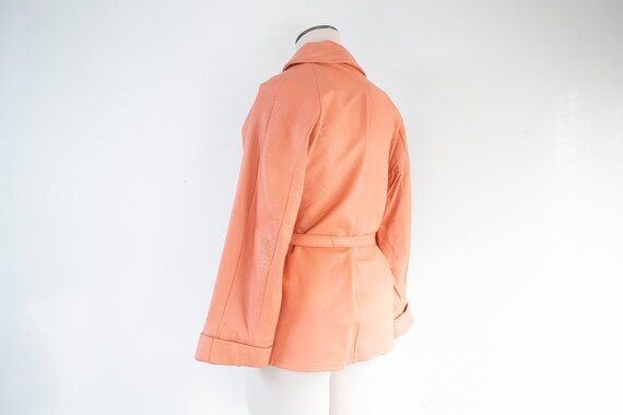 Womens Belted 1950s Pink Small S Salmon Pink Leat… - image 3