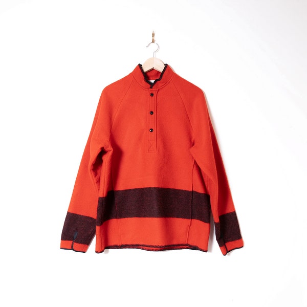 Hudson's Bay Vintage Woolrich 1980's Four Point Anorak Medium / Med slim hudsons bay pullover sweater / Felted wool jumper stripe