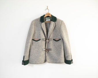 Alpen Lander Wesenjak Pull en laine bouillie gris 42 / blazer en laine ajusté allemand Oktoberfest / bouton argenté pull traditionnel allemand autrichien