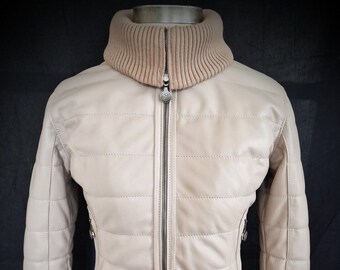 Snowflake - Women's leather bomber jacket