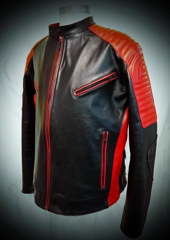 Punisher - Men's leather jacket - red\black