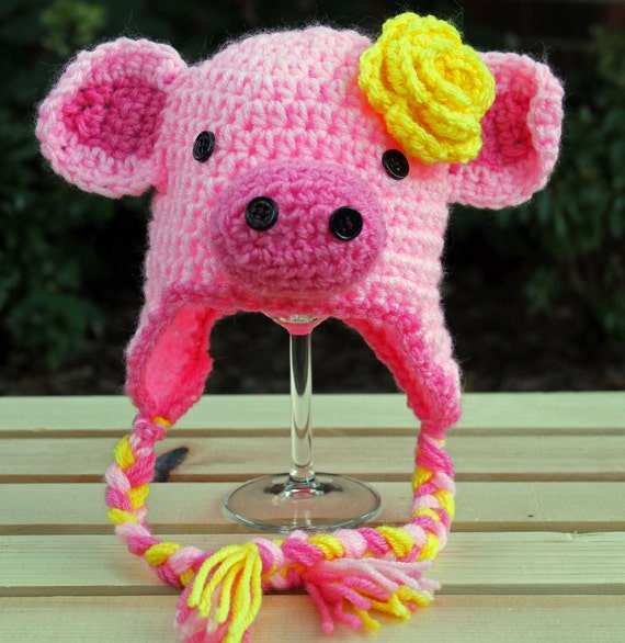 Handmade Crochet Pink Piggy Hat EASY CROCHET PATTERN - Piggy Hat - Pig Hat - Baby - Child  main image 2