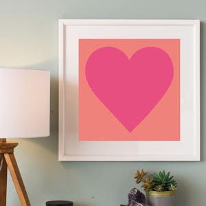 Heart PRINTABLE Wall Art Large Square Art Print Coral and - Etsy