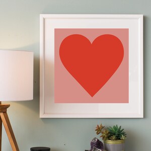 Heart PRINTABLE Wall Art | Large Square Art Print | Big Red Heart | Nursery Wall Decor | Instant Digital Download | Kids Art Print | Girls
