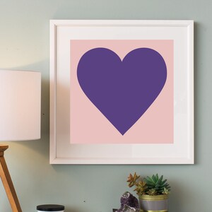 Heart PRINTABLE Wall Art Large Square Art Print Pink - Etsy