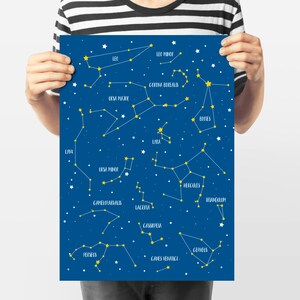 Constellation Print | Constellation Poster | Space Nursery Decor | Blue Printable Art | Kids Illustration | Kids Room Decor | Star Map