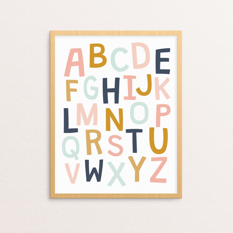 Rainbow Alphabet Numbers PRINTABLE Nursery Wall Art Set of 3 Etsy