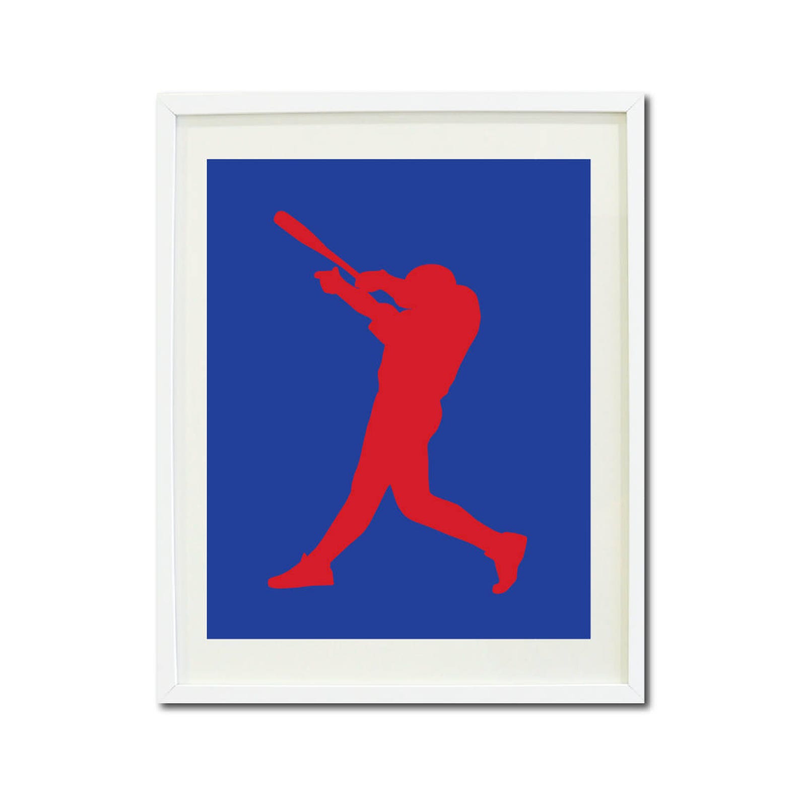 Baseball Wall Art PRINTABLE Baseball Player Print Red, White, Blue Boys