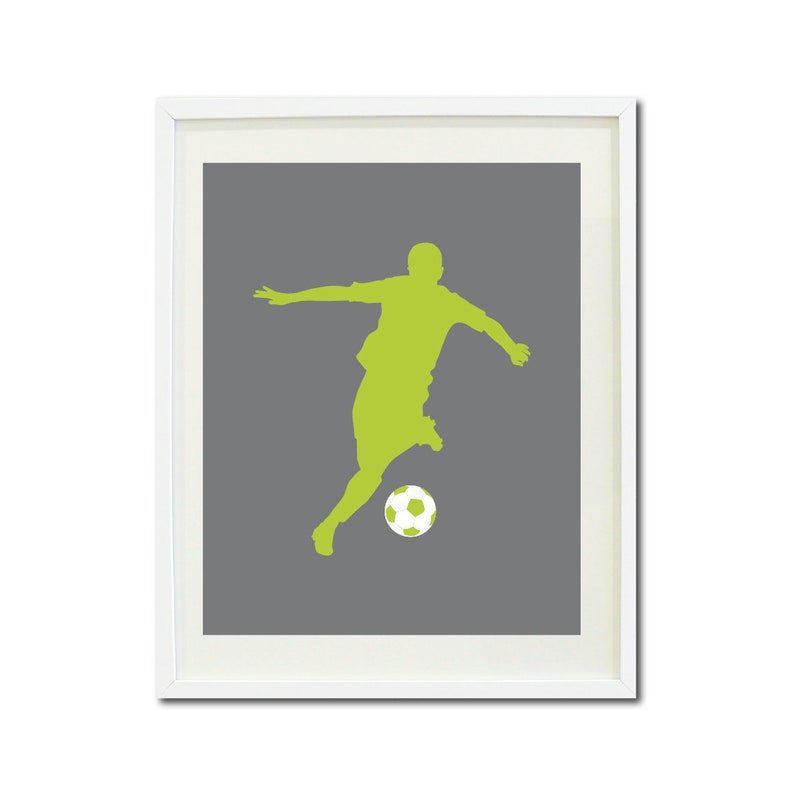 Soccer Wall Art PRINTABLE Set of 3 Boys Soccer Print Lime Etsy