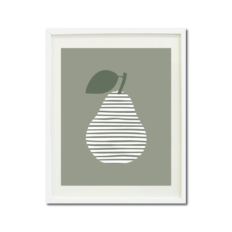 Pear Wall Art Pear Printable Striped Pear Print Kitchen Etsy