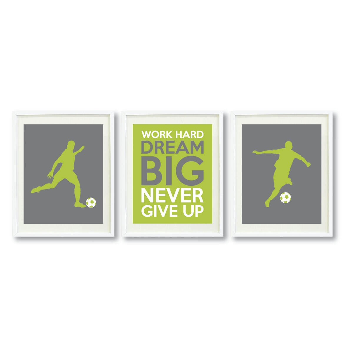 Soccer Wall Art PRINTABLE Set of 3 Boys Soccer Print Lime | Etsy