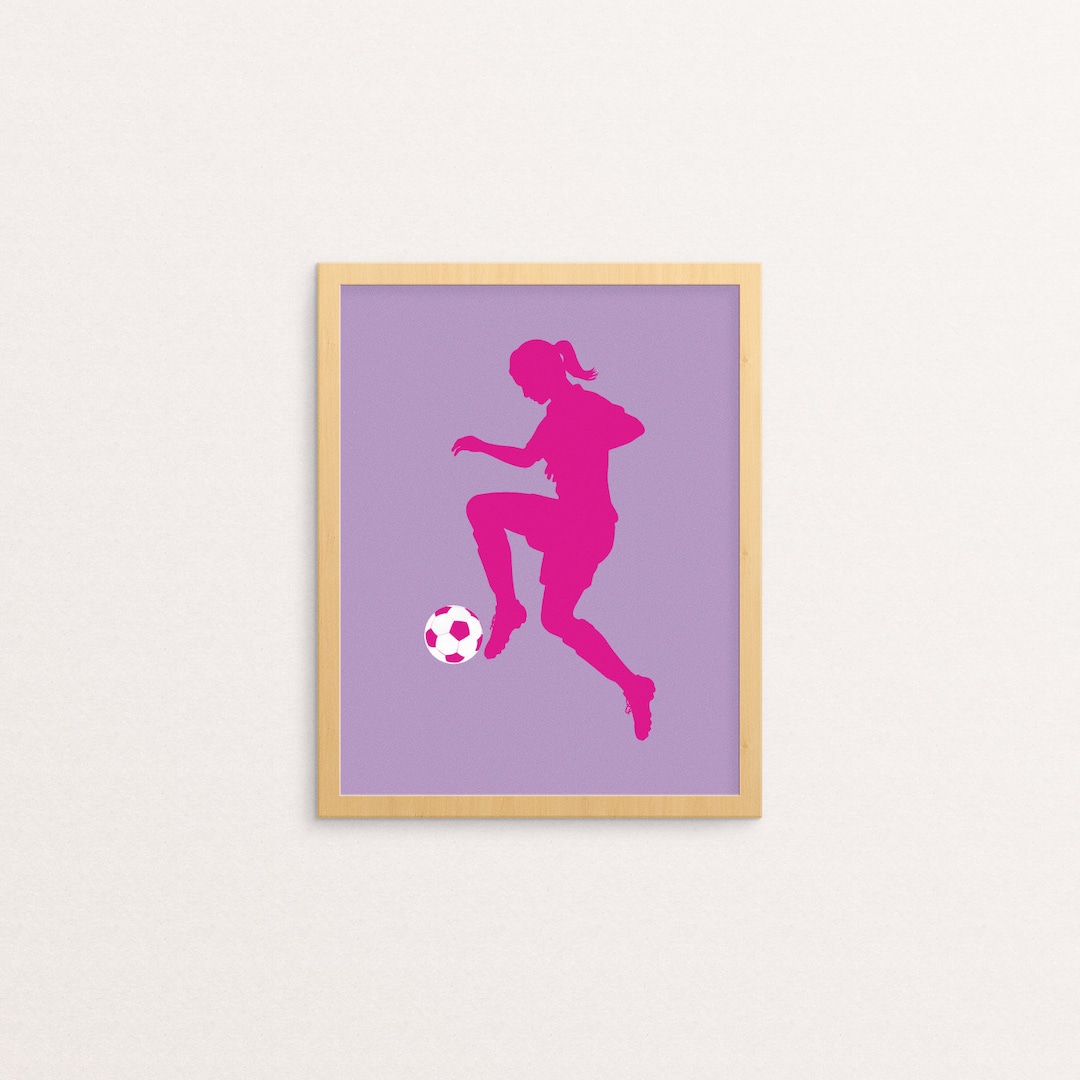 Soccer Wall Art PRINTABLE Girls Soccer Print Hot Pink, Purple Girls