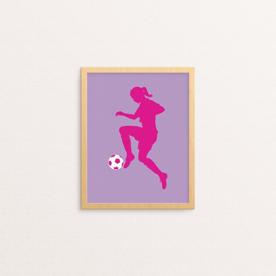 Soccer Wall Art PRINTABLE Girls Soccer Print Hot Pink | Etsy