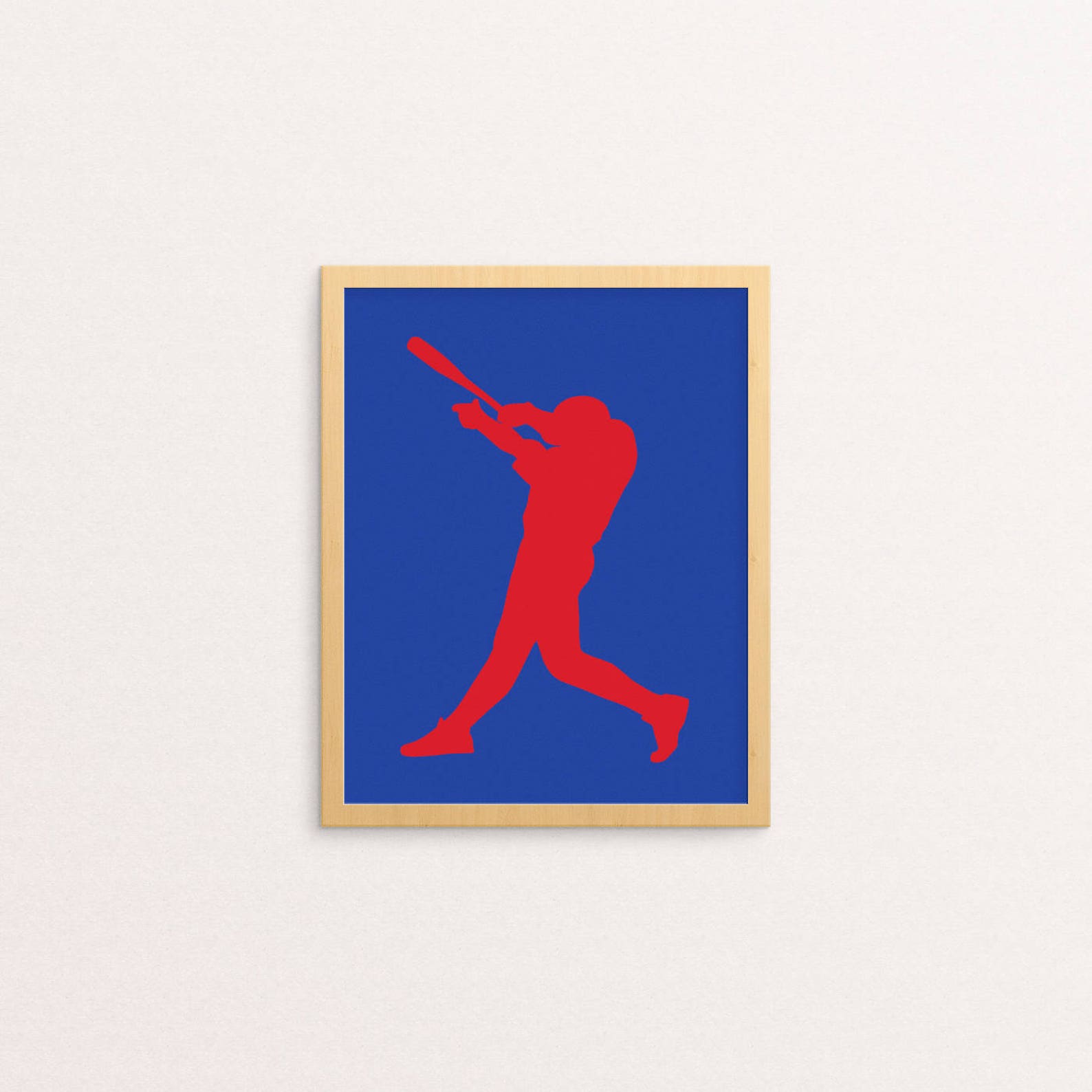 Baseball Wall Art PRINTABLE Baseball Player Print Red, White, Blue Boys