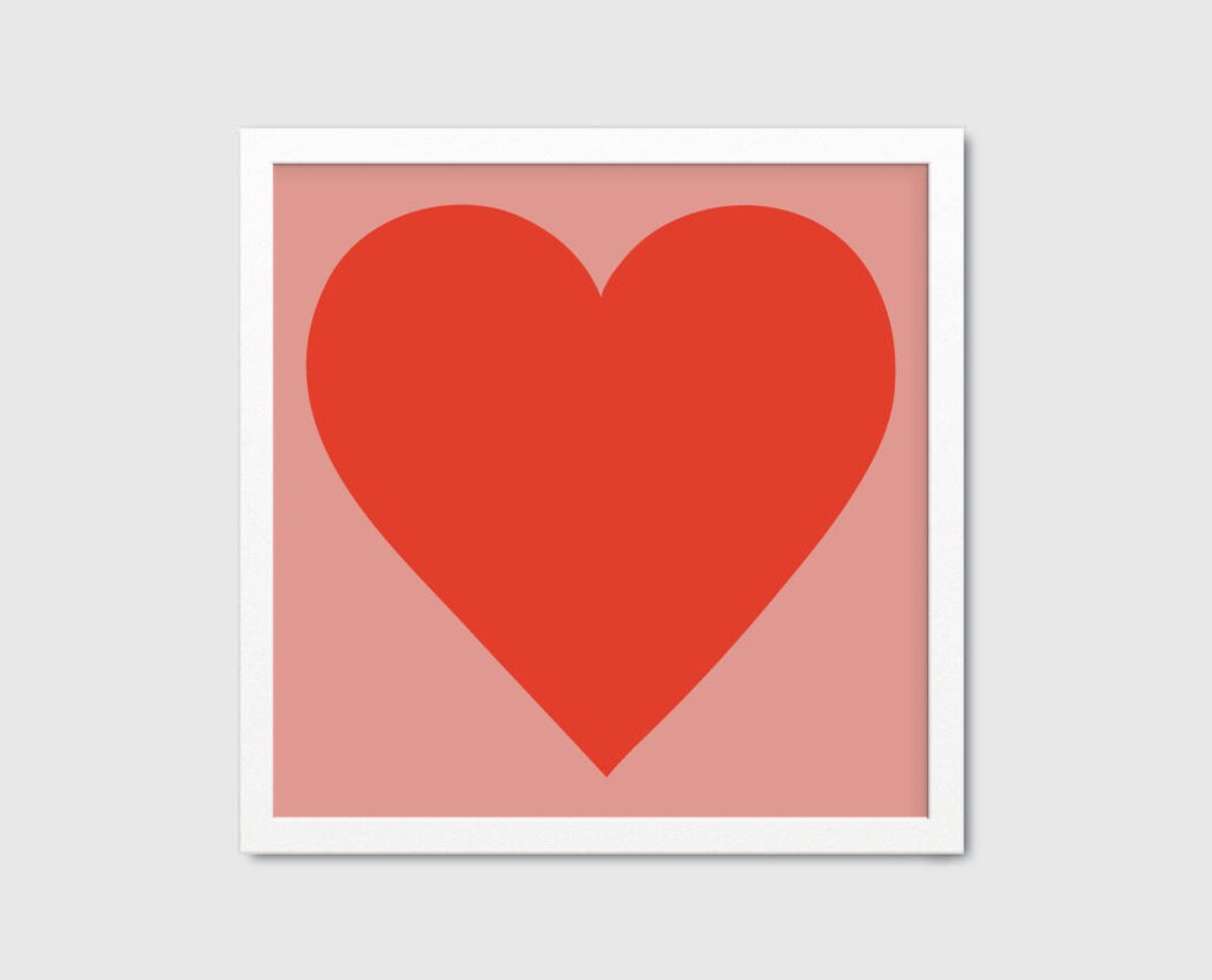 Heart PRINTABLE Wall Art Large Square Art Print Big Red - Etsy