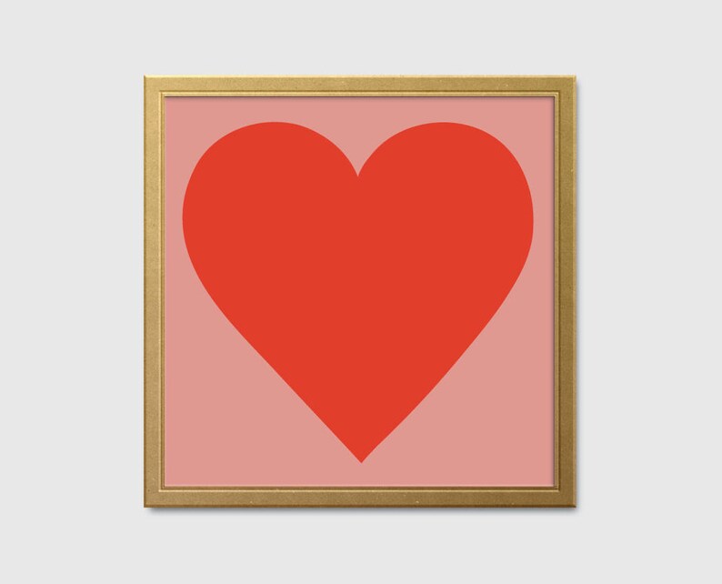 Heart PRINTABLE Wall Art Large Square Art Print Big Red - Etsy