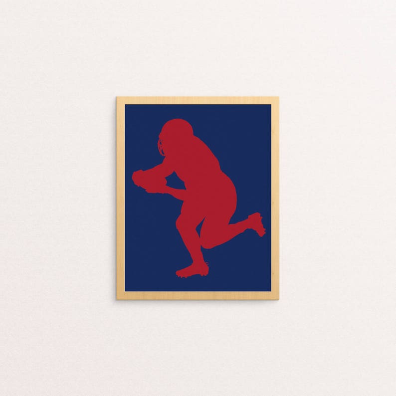 Football Wall Art PRINTABLE Football Print Red Navy Blue Etsy