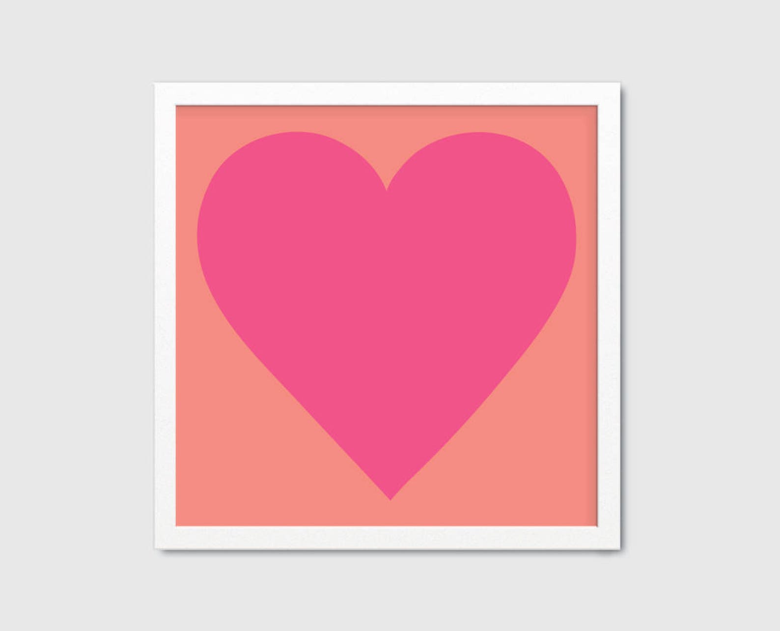 Heart PRINTABLE Wall Art Large Square Art Print Coral and - Etsy