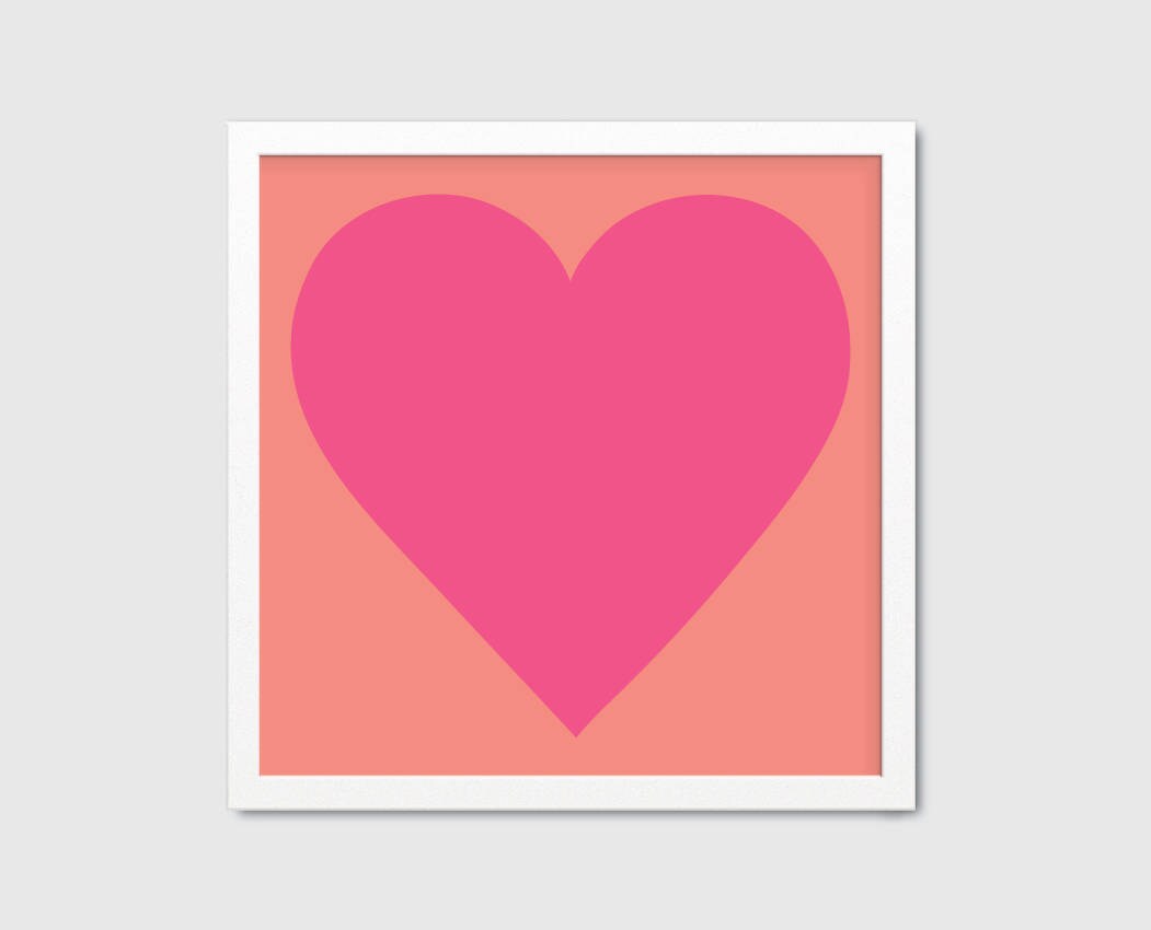 Heart PRINTABLE Wall Art Large Square Art Print Coral and - Etsy