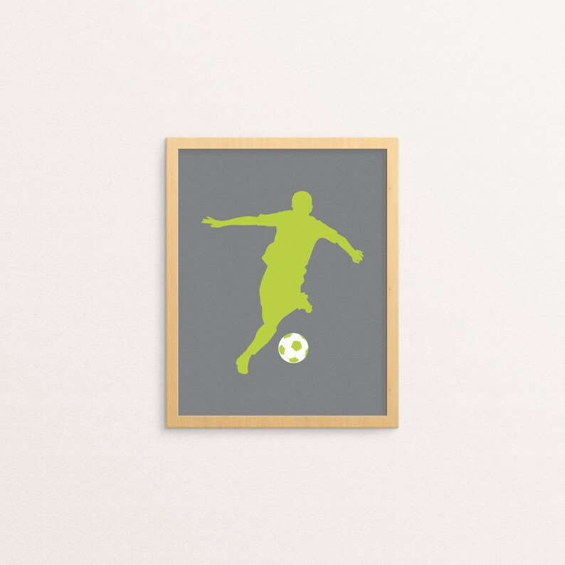 Soccer Wall Art PRINTABLE Boys Soccer Print Lime Green Etsy