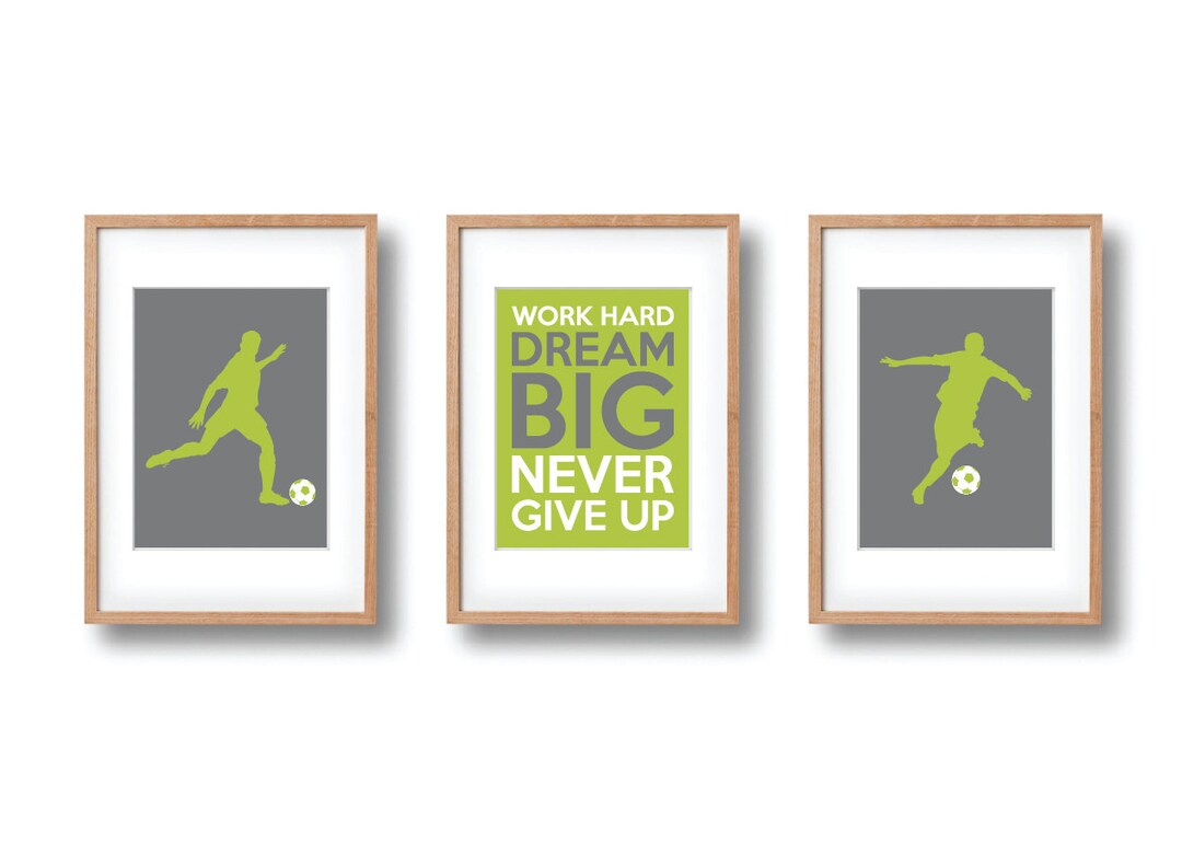 Soccer Wall Art PRINTABLE Set of 3 | Boys Soccer Print | Lime Green ...