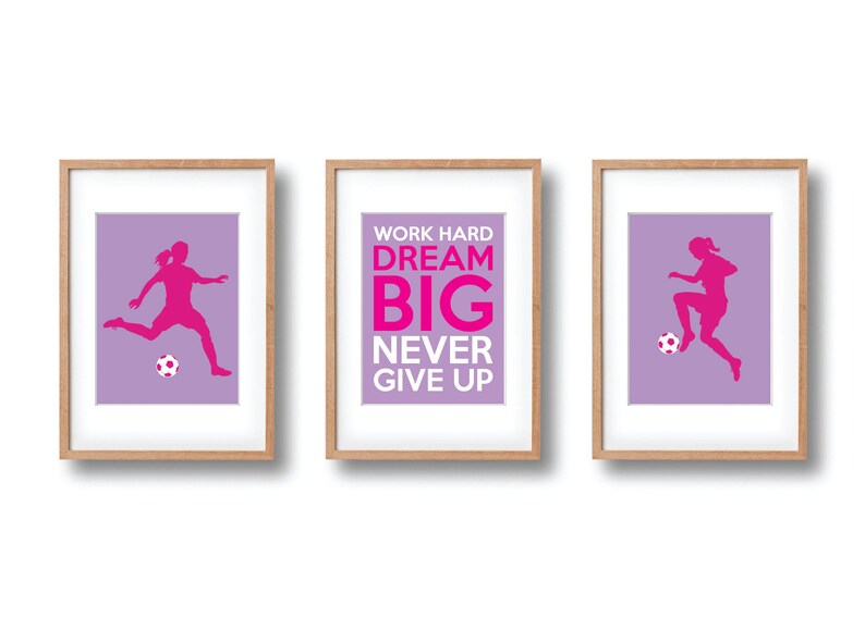 Soccer Wall Art PRINTABLE Set of 3 Girls Soccer Print Hot Etsy