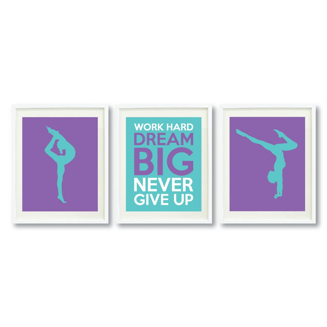 Gymnastics Wall Art PRINTABLE Set of 3 Gymnast Print Aqua Etsy
