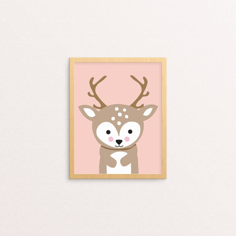 Nursery PRINTABLE Wall Art Print Set of 3 Bear Bunny Deer | Etsy