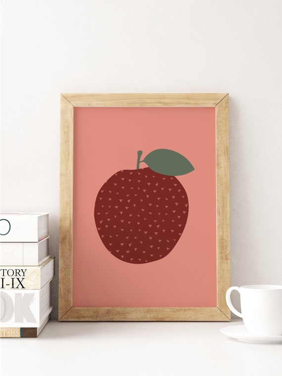 Apple Wall Art Apple Printable Fruit Wall Art Kitchen Etsy