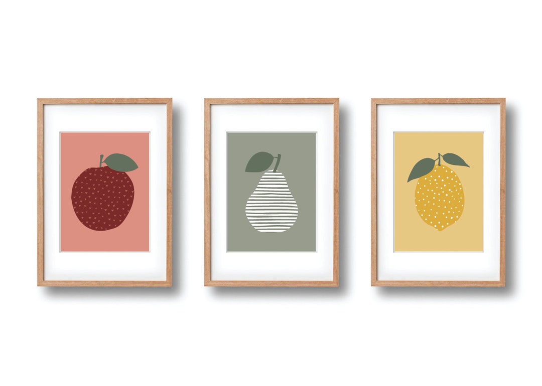 Kitchen Wall Art Fruit Printable Set of 3 Fruit Wall Art - Etsy