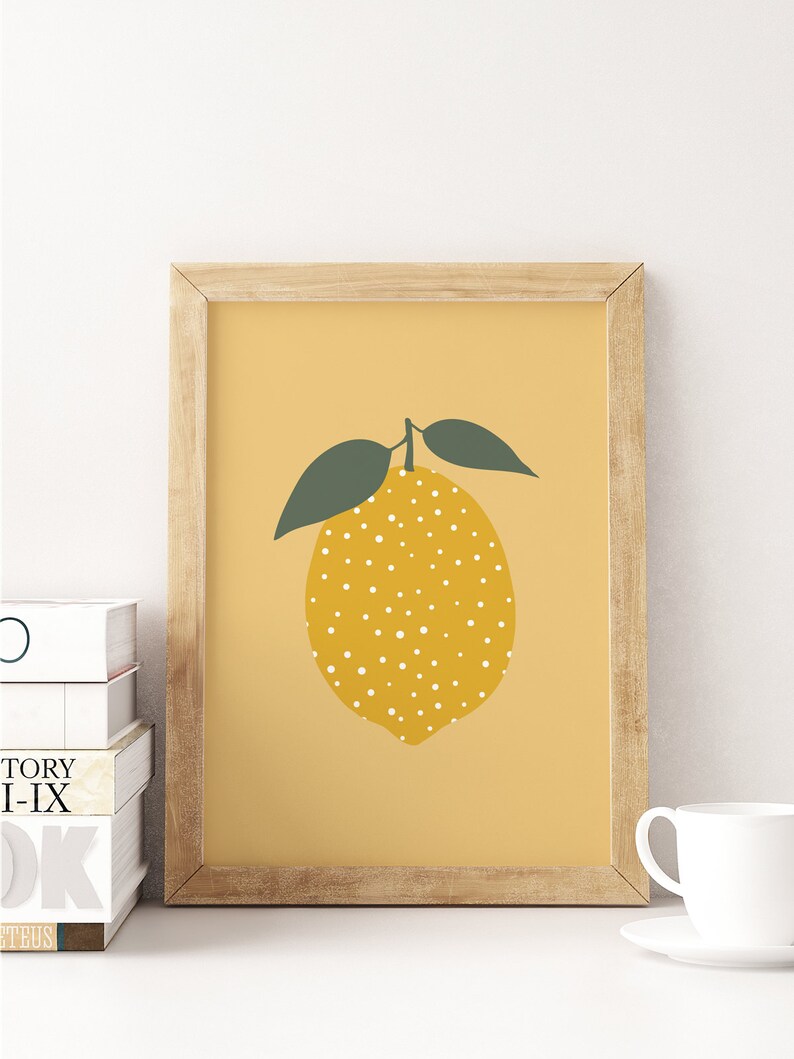 Lemon Wall Art Lemon Printable Fruit Wall Art Kitchen Etsy