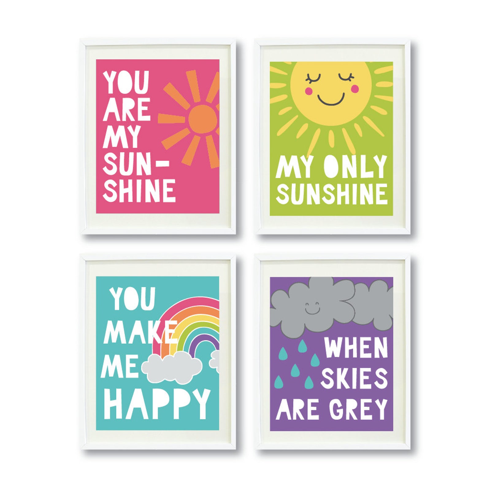 You Are My Sunshine Wall Art Set of 4 Kids Printable Art Etsy