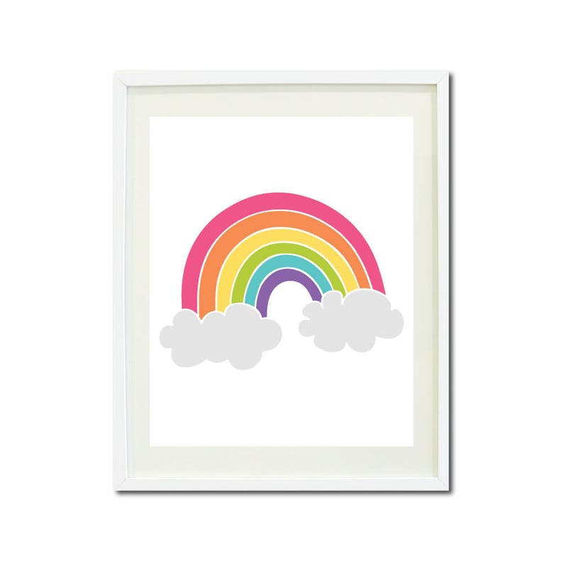 Rainbow PRINTABLE Wall Art Rainbow Art Print Baby Girl Nursery Decor Digital Download Kids Art ...