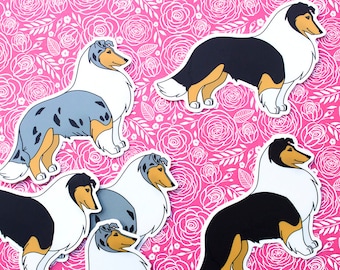 Rough Collie blå merle och svart tri-vinylklistermärken