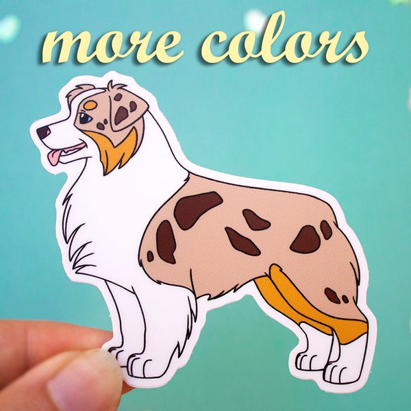 Australian Shepherd standing vinyl sticker all colors