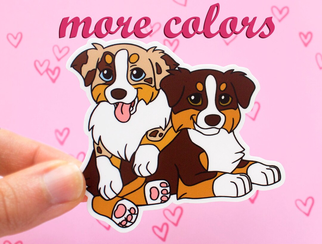 Australian Shepherd Puppy Pair Vinyl Sticker - Etsy