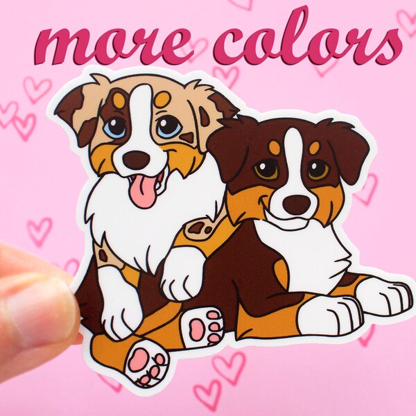 Australian Shepherd puppy pair vinyl sticker