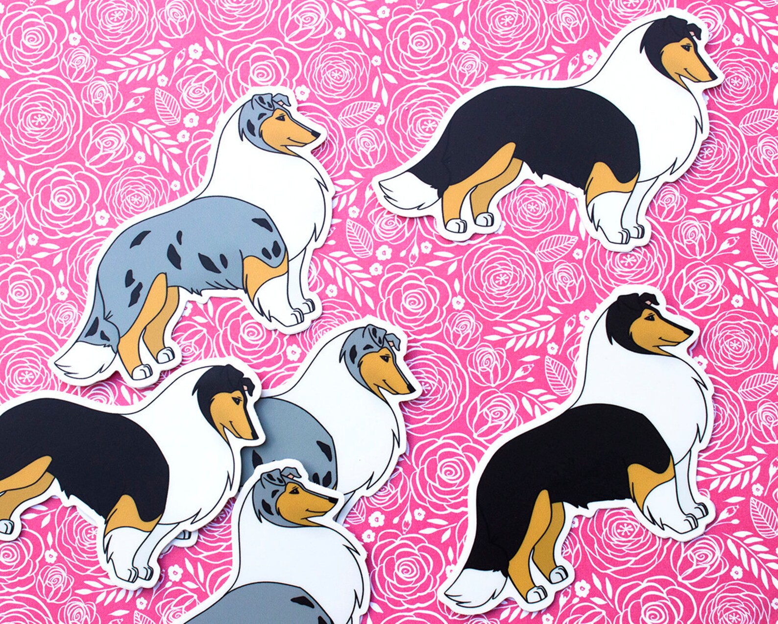 Rough Collie Blue Merle and Black Tri Vinyl Stickers - Etsy