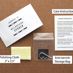 Standard packaging. The silver ear cuffs will be packaged in a reusable zip top poly bag with anti-tarnish strip. Care instructions and a small polishing cloth are included. All of this will be in a white envelope hand stamped with shop logo.