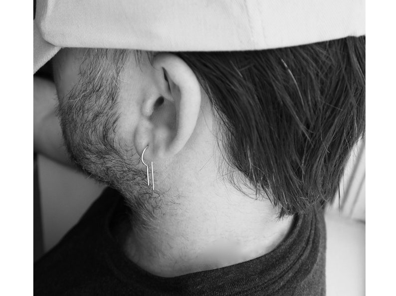 Mens Earrings Dangle Sterling Silver Mens Hoop Earring Etsy